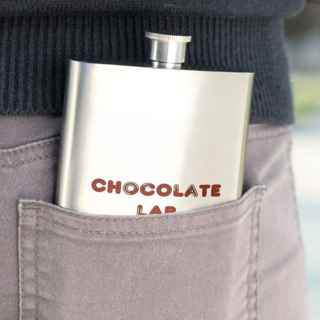 choc lab Canadian-Flag in name Hip Flask (In Situ)