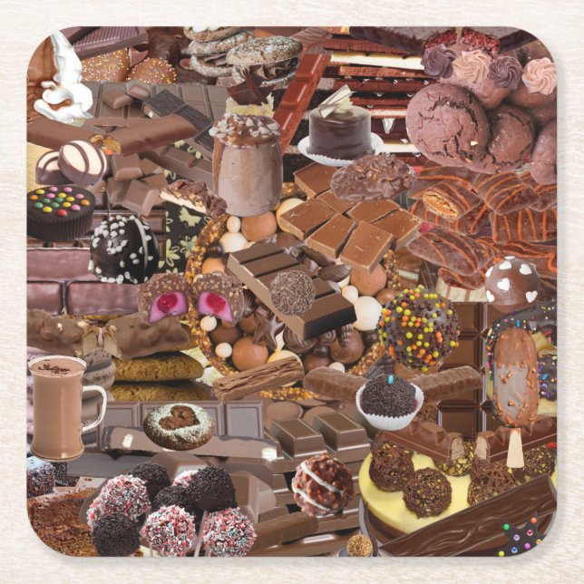Chockablock chocs square paper coaster (Front)