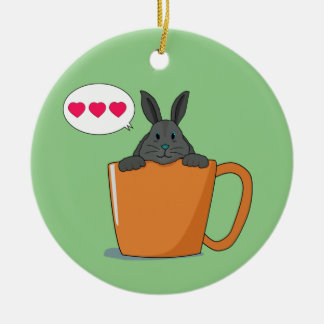 Choco Bunny say "Hi" Christmas Ceramic Ornament