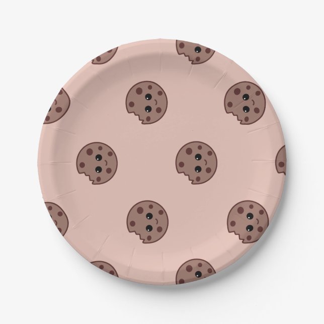 Choco-chip cookies pattern paper plates  (Front)
