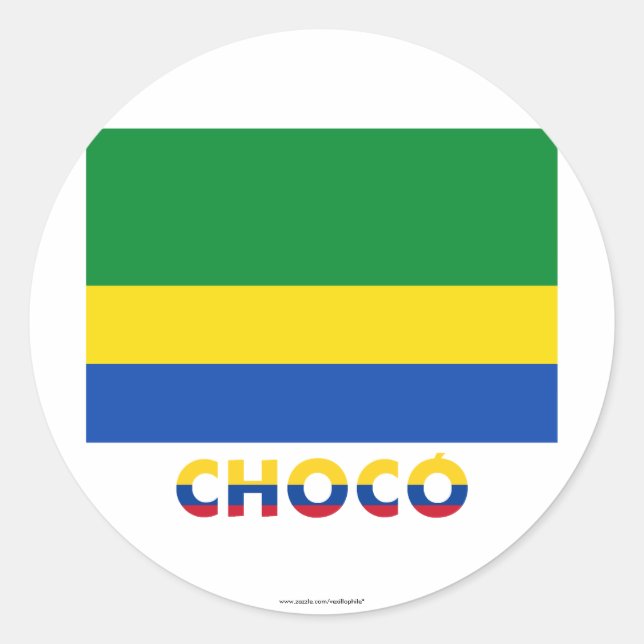 Chocó Flag with Name Classic Round Sticker (Front)