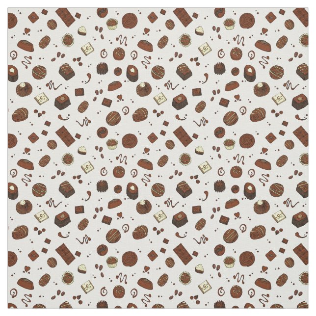 Chocoholic Chocolates and Candy Bars Patterned Fabric (Swatch)