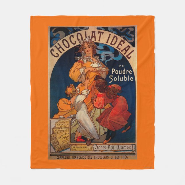 Chocolat Ideal Vintage PosterEurope Fleece Blanket (Front)