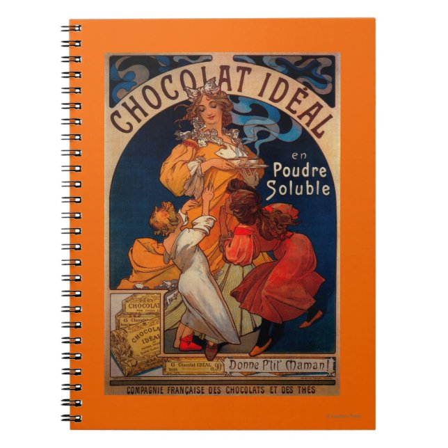 Chocolat Ideal Vintage PosterEurope Spiral Notebook (Front)