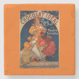 Chocolat Ideal Vintage PosterEurope Stone Coaster