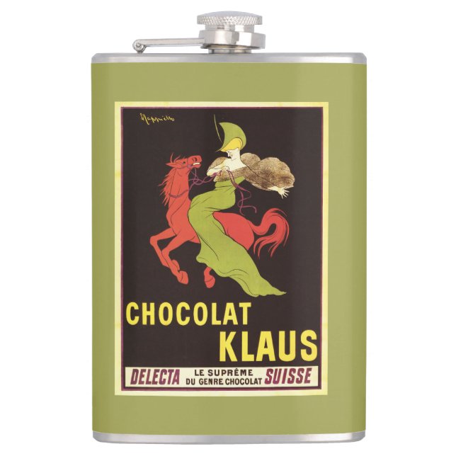 Chocolat Klaus Advertisement Poster Hip Flask (Front)