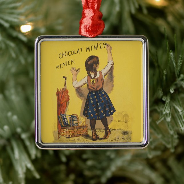 Chocolat Menier Little Girl Wall Writing  Metal Tree Decoration (Tree)