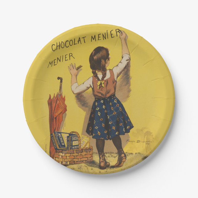 Chocolat Menier Little Girl Wall Writing  Paper Plate (Front)