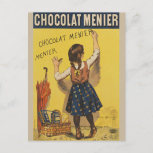 Chocolat Menier Little Girl Wall Writing Postcard