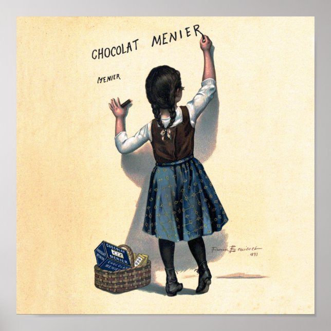 Chocolat Menier Little Girl Wall Writing  Poster (Front)