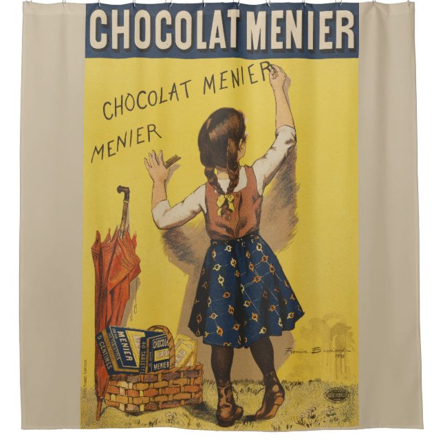 Chocolat Menier Little Girl Wall Writing  Shower Curtain (Front)