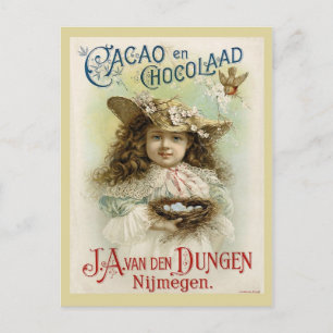 Chocolate Ad with Little Girl and Bird's Nest Postcard