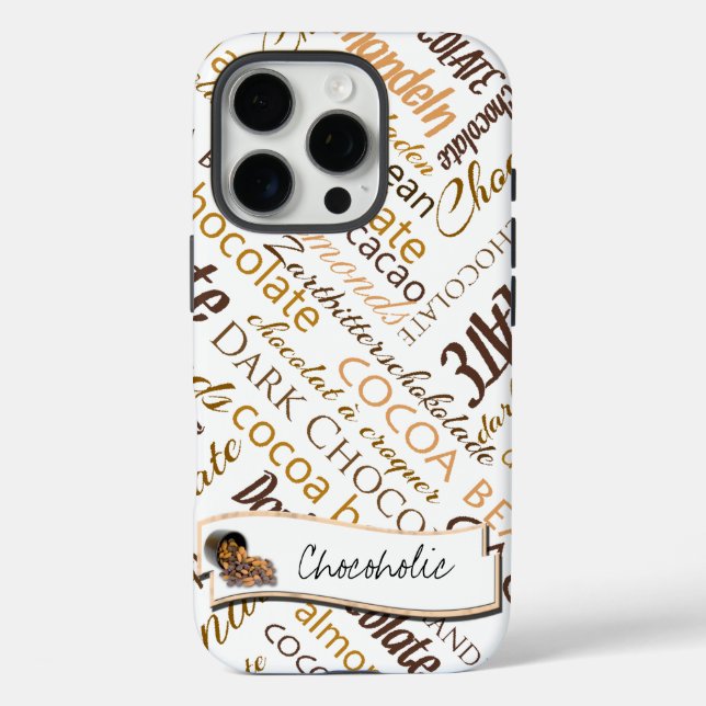 Chocolate, Almonds and Dark Chocolate Text Design Case-Mate iPhone Case (Back)