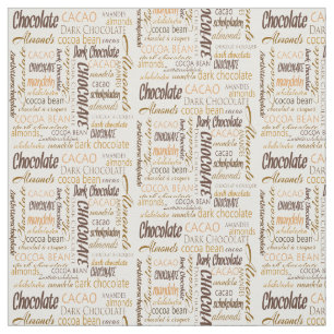 Chocolate, Almonds and Dark Chocolate Text Design Fabric