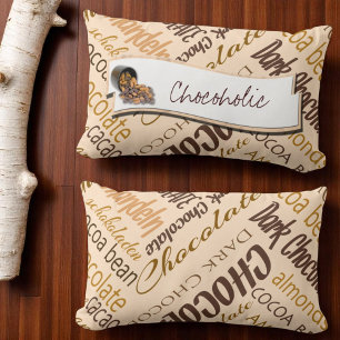 Chocolate, Almonds and Dark Chocolate Text Design Lumbar Cushion