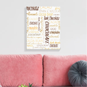 Chocolate, Almonds and Dark Chocolate Word Cloud Canvas Print
