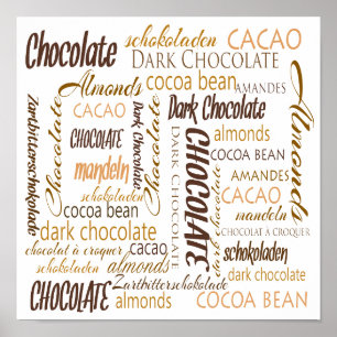 Chocolate, Almonds and Dark Chocolate Word Cloud Poster