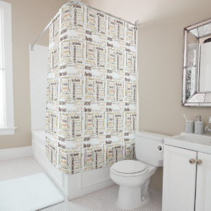 Chocolate, Almonds and Dark Chocolate Word Cloud Shower Curtain