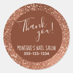 Chocolate and Beige Glitter Custom Named Classic Round Sticker