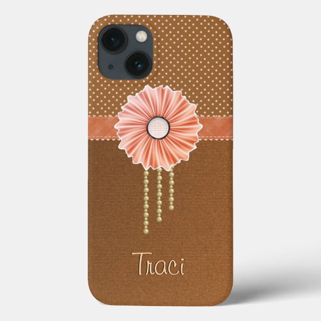 Chocolate and Cream Dots Custom Text Case-Mate iPhone Case (Back)