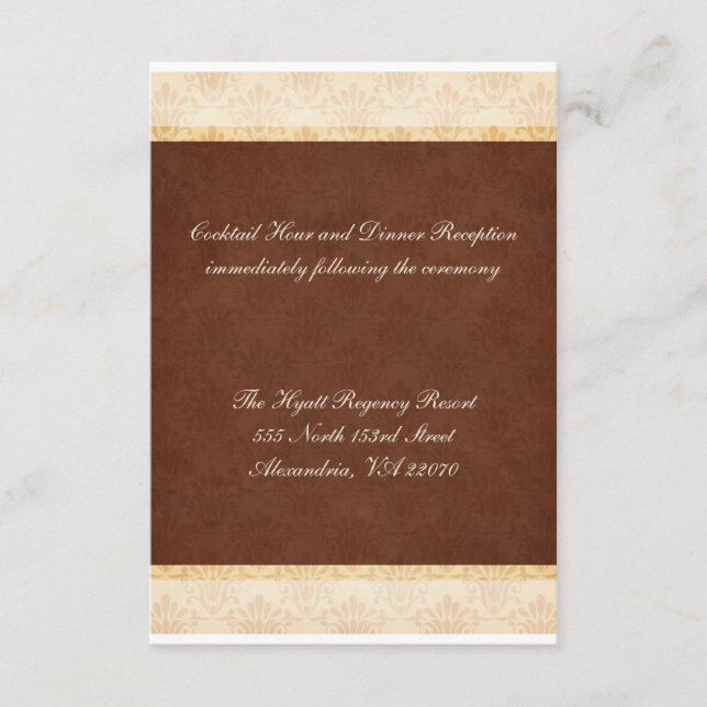 Chocolate and Cream Wedding Reception Card (Front)