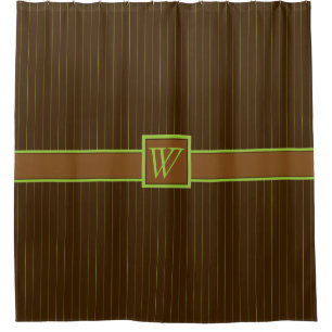 Chocolate and Lime Pinstripes Shower Curtain