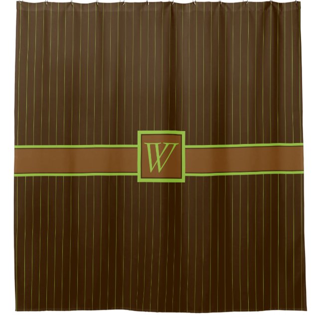 Chocolate and Lime Pinstripes Shower Curtain (Front)