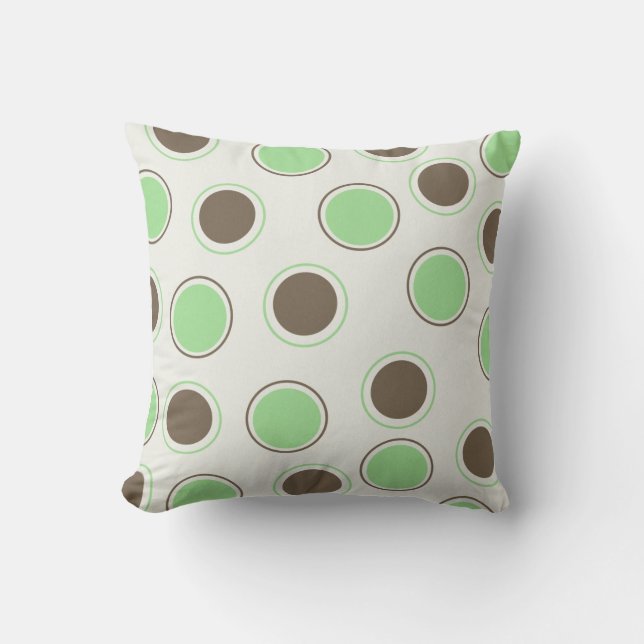 Chocolate and Mint Circles on White MOJO Pillow (Front)