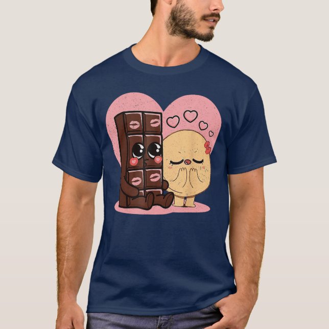Chocolate and pancakes couples love sweet romc vin T-Shirt (Front)