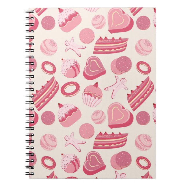 Chocolate and pastries pattern 2 spiral notebook (Front)