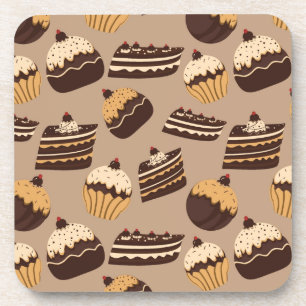 Chocolate and pastries pattern 3 coaster