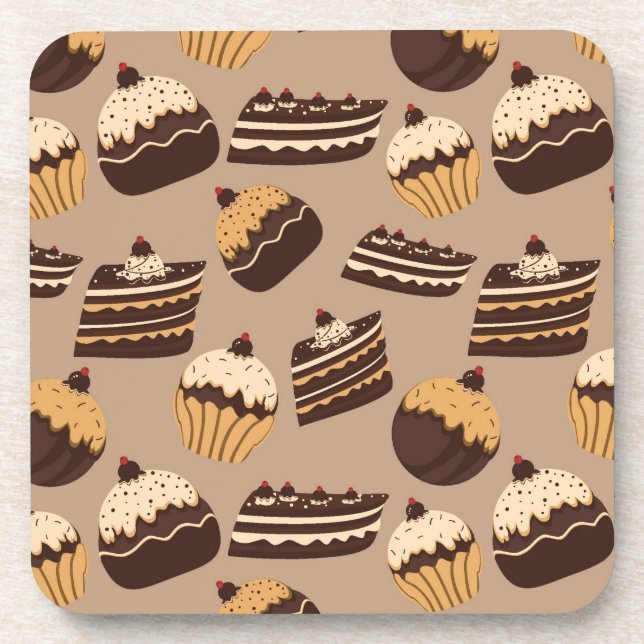 Chocolate and pastries pattern 3 coaster (Front)
