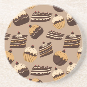 Chocolate and pastries pattern 3 coaster