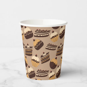 Chocolate and pastries pattern 3 paper cups