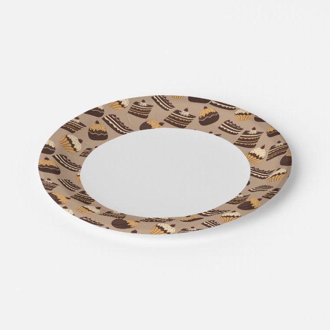 Chocolate and pastries pattern 3 paper plate (Angled)