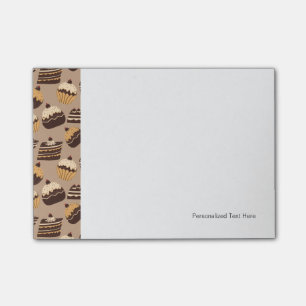 Chocolate and pastries pattern 3 post-it notes