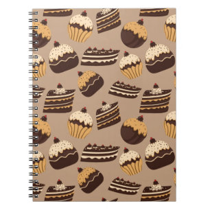 Chocolate and pastries pattern 3 spiral notebook