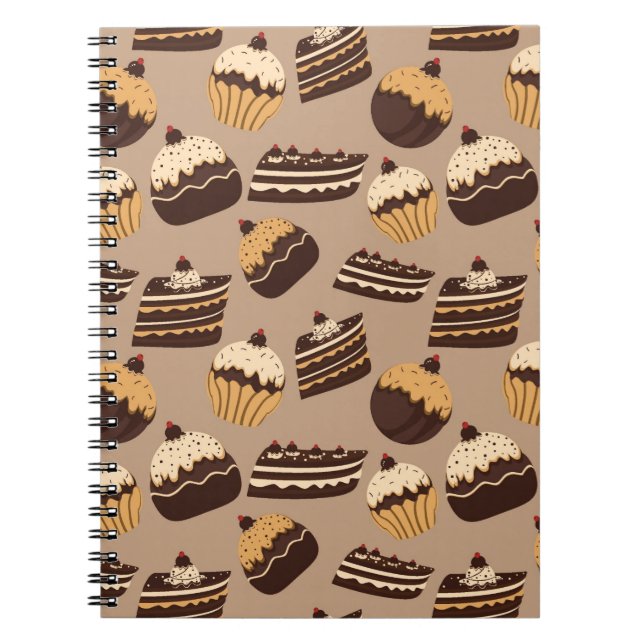 Chocolate and pastries pattern 3 spiral notebook (Front)
