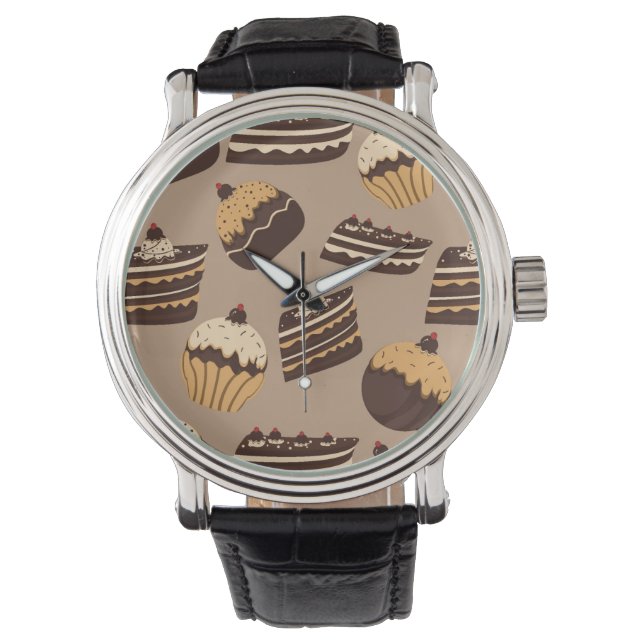 Chocolate and pastries pattern 3 watch (Front)