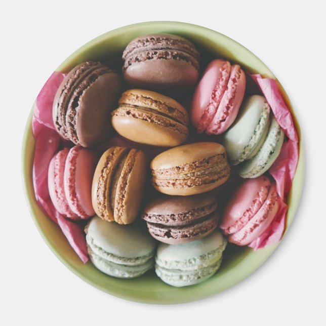 Chocolate and Pink Macaroon Refrigerator Magnet (Front)
