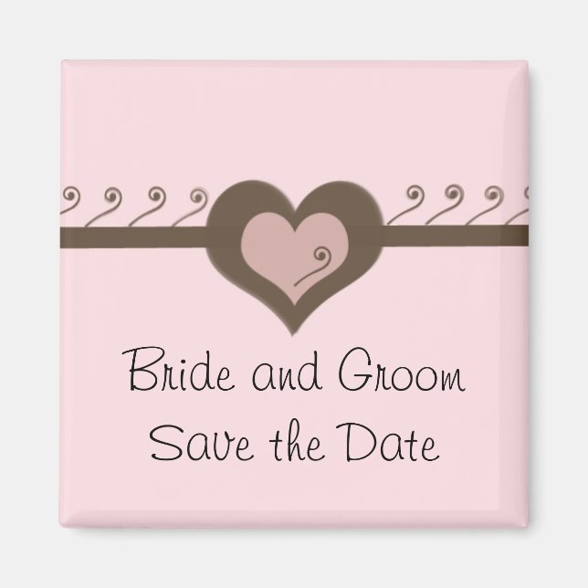 Chocolate and Pink Save the Date Magnet (Front)