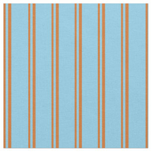 Chocolate and Sky Blue Stripes/Lines Pattern Fabric