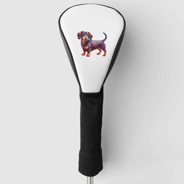 Chocolate and Tan  Cream Dachshund Painting - Wein Golf Head Cover (Front)