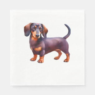 Chocolate and Tan Cream Dachshund Painting - Wein Napkin