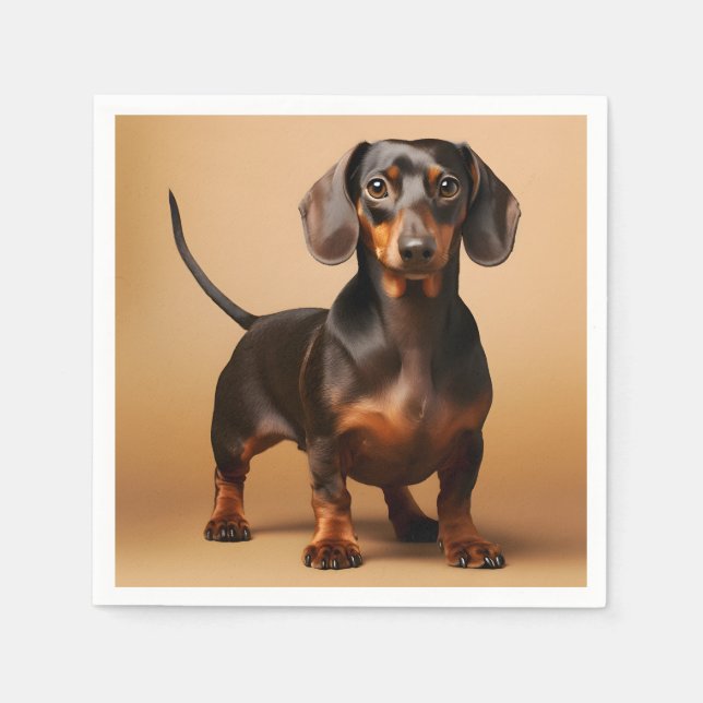Chocolate and Tan Dachshund Dog Napkin (Front)