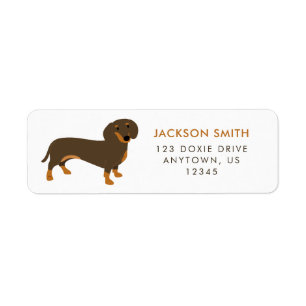 Chocolate and Tan Dachshund Return Address Label