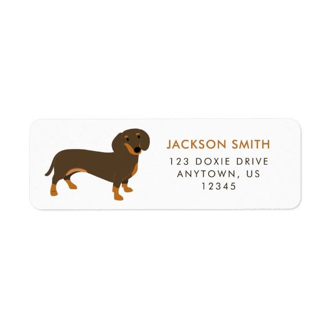 Chocolate and Tan Dachshund Return Address Label (Front)
