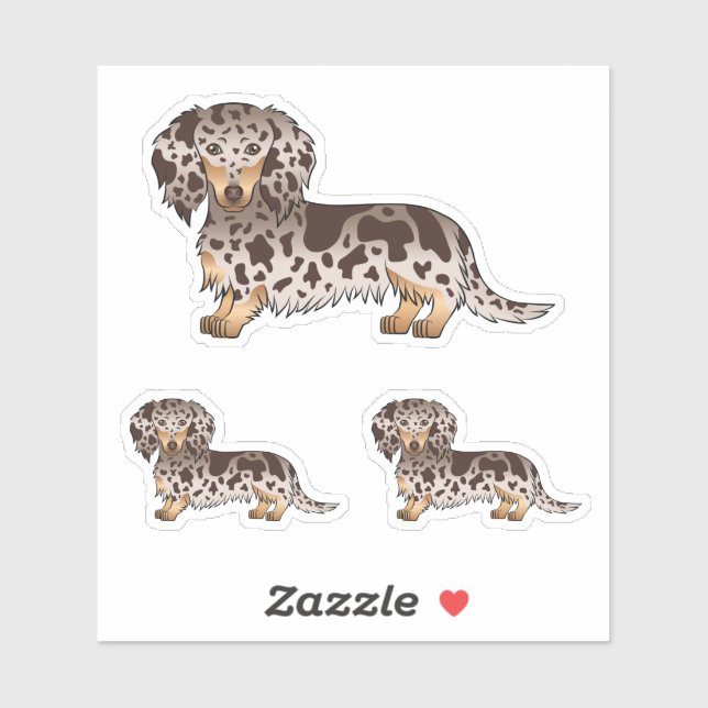 Chocolate And Tan Dapple Long Hair Dachshund Dogs (Sheet)