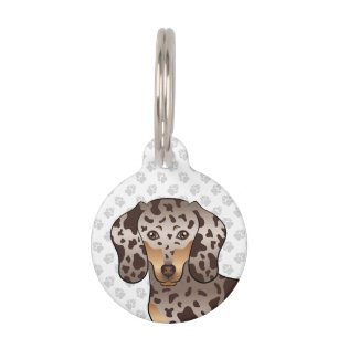 Chocolate And Tan Dapple Short Hair Dachshund Head Pet Tag