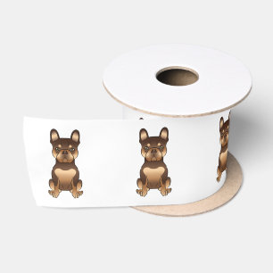 Chocolate And Tan French Bulldog Cartoon Dog Satin Ribbon